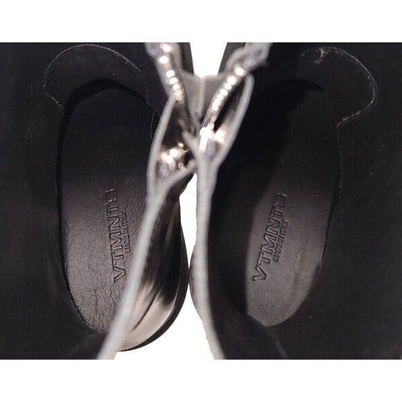 VTMNTS Logo Embossed Cowboy Ankle Boots 41 8 Mens Shiny Black Leather Vetements - Picture 11 of 16
